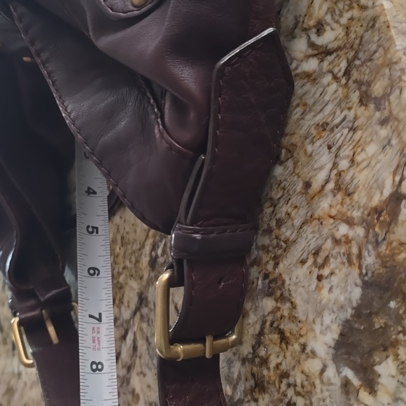 Via Spiga Brown Cow Leather Slouchy Hobo Bag - Picture 11 of 11